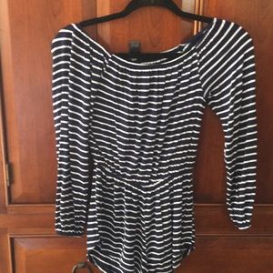 Navy and white striped romper size XS